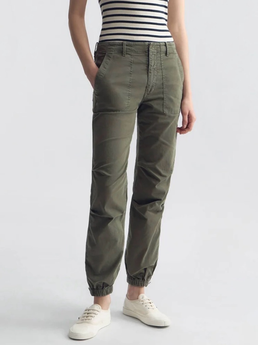 Nili Lotan Utility Cotton Pant in Vintage Washed Thyme - 6